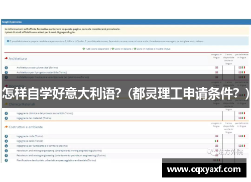 怎样自学好意大利语？(都灵理工申请条件？)